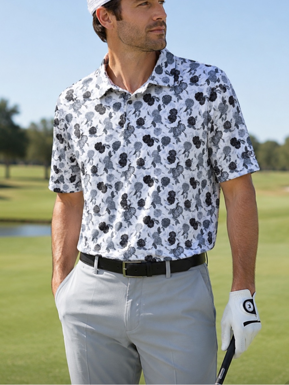 FootJoy Men's Floral Performance Golf Polo